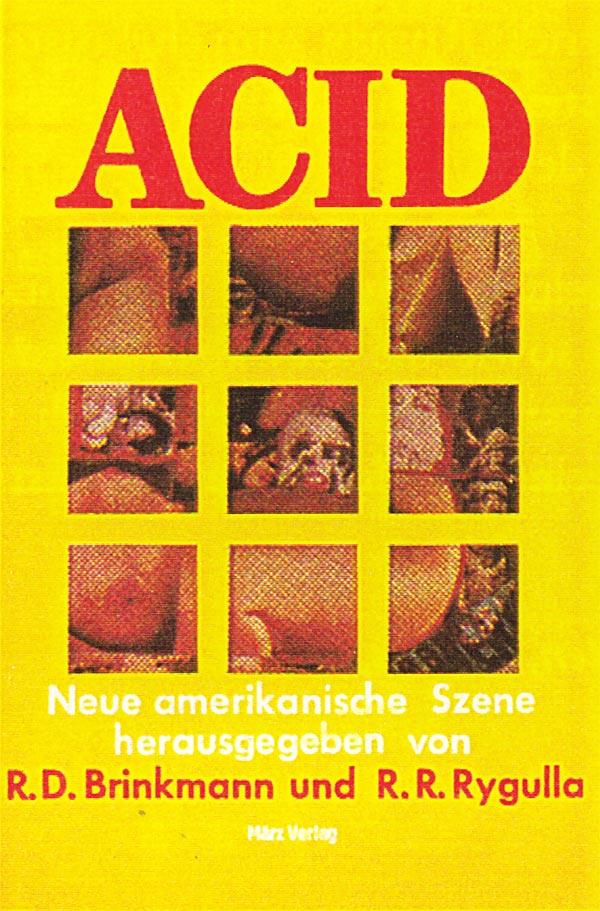 Gelbes Cover der Anthologie "ACID - Neue amerikanische Szene" (1969), hrsg. von Rolf Dieter Brinkmann und Ralf-Rainer Rygulla 